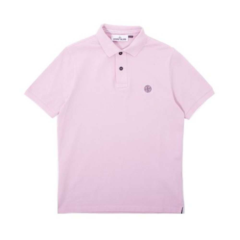 Stone Island Logo Patch Slim Fit Light Pink Pastel Polo size S Quartz